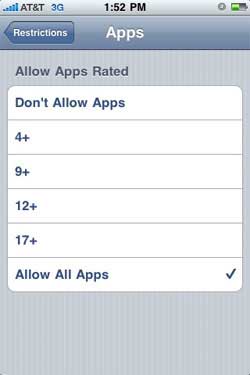 iPhone app restrictions