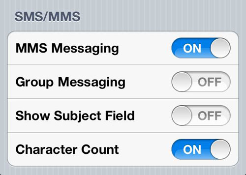 iPhone Text Message Character Count